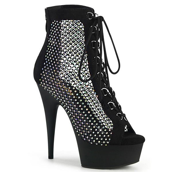 Pleaser DELIGHT-600-33RM Blk Faux Suede-RS Mesh/Blk Matte