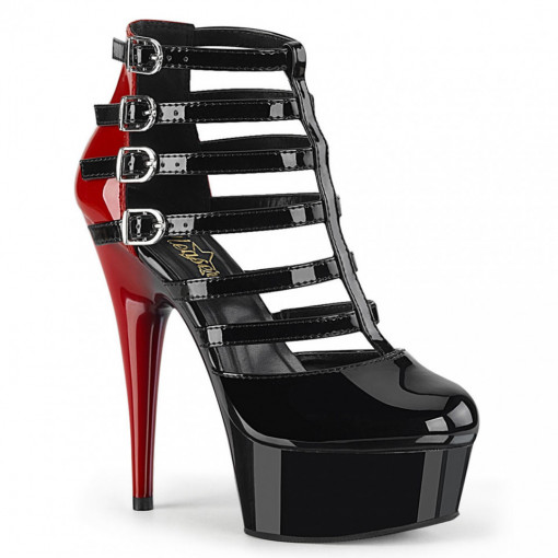 Pleaser DELIGHT-695 Blk-Red Pat/Blk