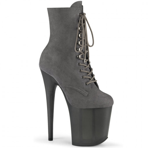 Pleaser FLAMINGO-1020FST Grey Faux Suede/Frosted Grey