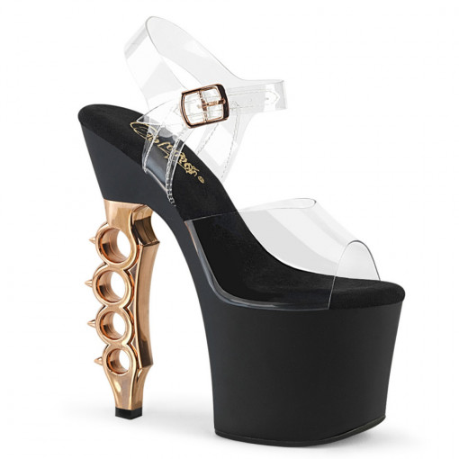 Pleaser IRONGRIP-708 Clr/Blk Matte-Copper Brushed