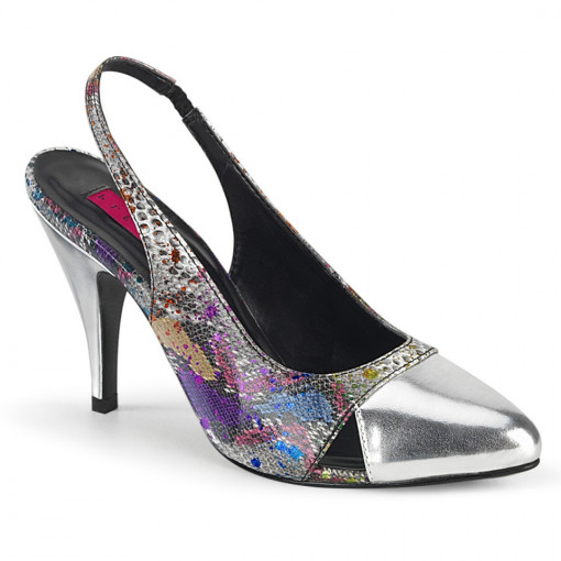 Pleaser Pink Label DREAM-405 Multi-Color Snake Print-Slv Metallic Pu