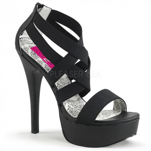 Pleaser Pink Label TEEZE-47W Blk Elasticated Band/Blk