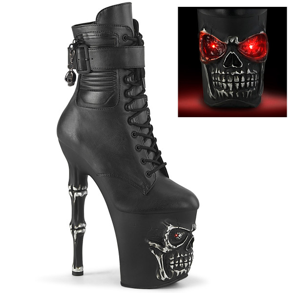 Pleaser RAPTURE-1020STR-LT Blk Faux Leather/Blk Matte-Rubbed Slv