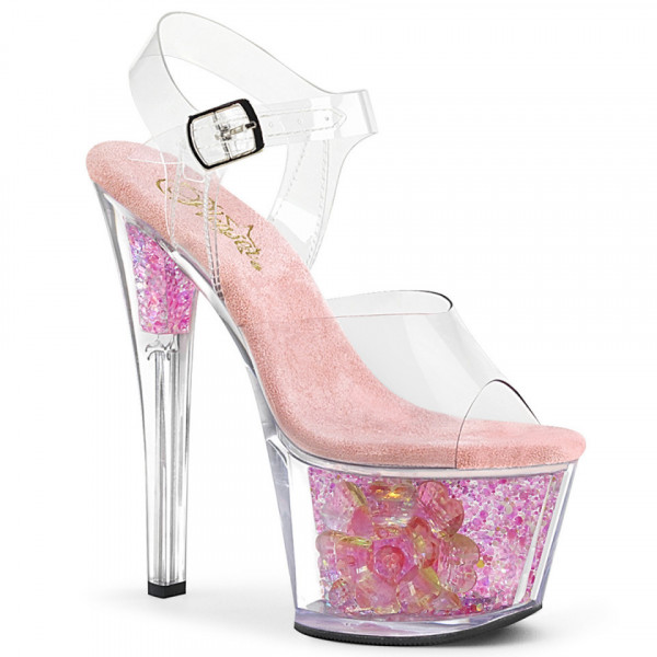 Pleaser SKY-308CF Clr/Clr-B. Pink Iridescent Glitter subito 38
