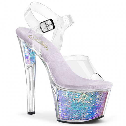 Pleaser SKY-308MC Clr/Lavender Hologram Inserts