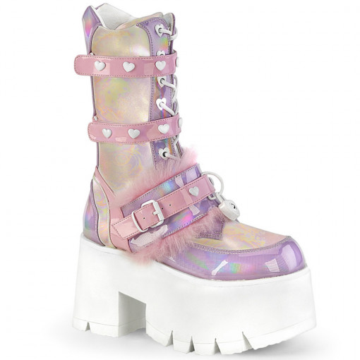 Demonia Cult ASHES-120 B.Pink-Lavender Holographic Pat