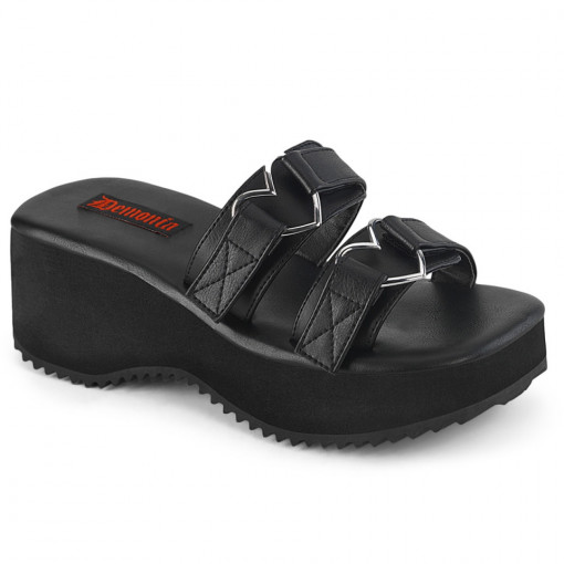 Demonia Cult FLIP-12 Blk Vegan Leather