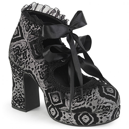 Demonia Cult GOTHIKA-53 Blk-Silver Faux Nubuck Leather