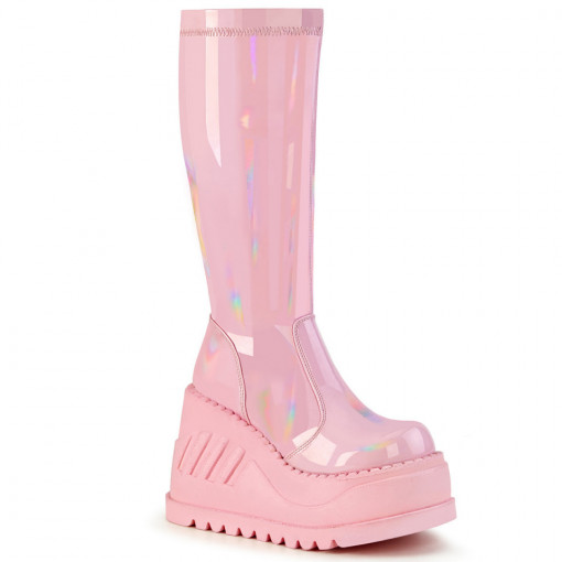 Demonia Cult STOMP-200 B. Pink Hologram Stretch Patent