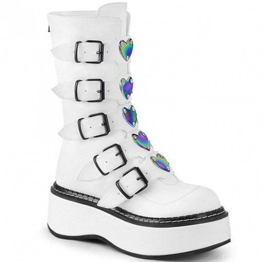 Demonia EMILY-330 Wht Vegan Leather