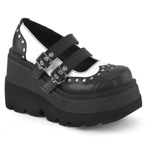 Demonia SHAKER-27 Blk-Wht Vegan Leather