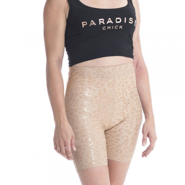 Paradise Chick BIKER SHORT ULTRA GRIP SUPERHERO LEOPARD Nude