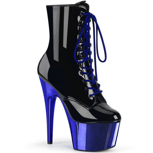 Pleaser ADORE-1020 Blk Pat/Royal Blue Chrome