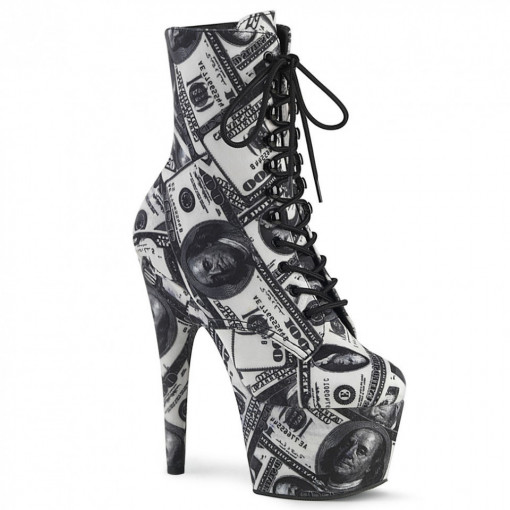 Pleaser ADORE-1020DP Wht-Blk Fabric/Wht-Blk Fabric