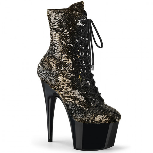 Pleaser ADORE-1020SQ Blk-Gold Flip Sequins/Blk