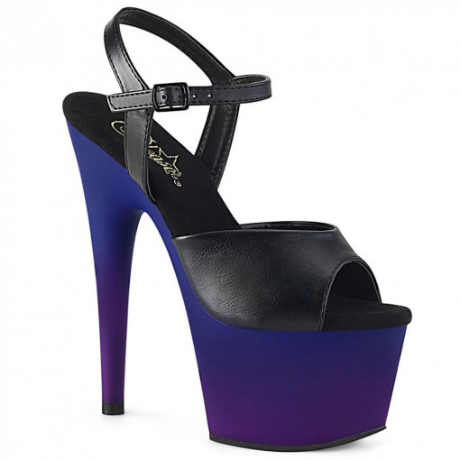 Pleaser ADORE-709BP Blk Faux Leather/Blue-Purple Ombre