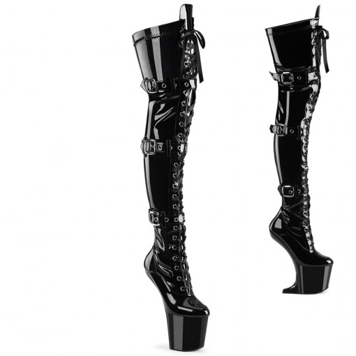 Pleaser CRAZE-3028 Blk Str. Pat/Blk