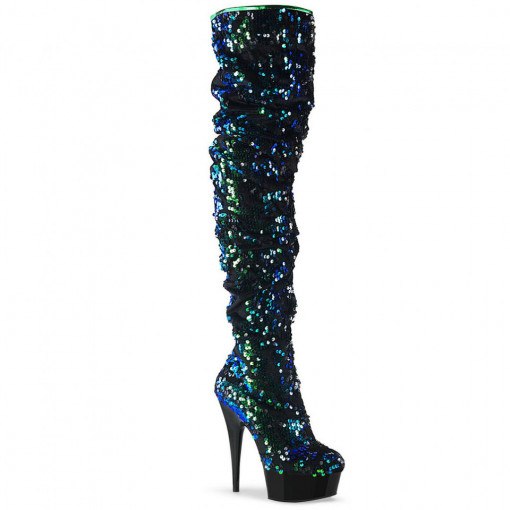 Pleaser DELIGHT-3004 Green Iridescent Sequins/Blk