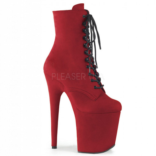 Pleaser FLAMINGO-1020FS Red Faux Suede/Red Faux Su