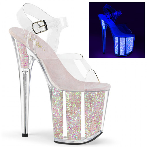 Pleaser FLAMINGO-808UVG Clr/Neon Opal Glitter