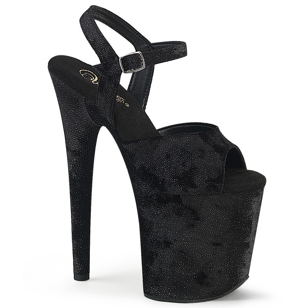 Pleaser FLAMINGO-809WR Blk Shimmering Fabric/Blk