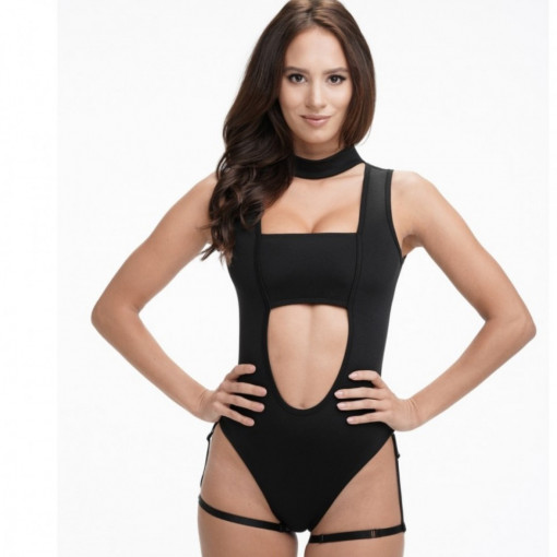 body da donna nero pole dance con giarrettiera