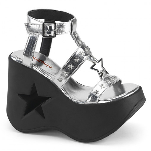 Demonia DYNAMITE-12 Silver Metallic Vegan Leather