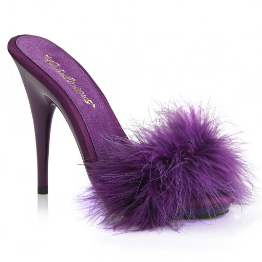 Fabulicious POISE-501F Purple Satin-Marabou Fur/Purple