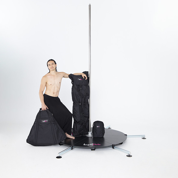 pedana + palo cromo o nero + borse per trasporto