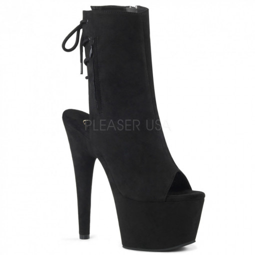 Pleaser ADORE-1018FS Blk Faux Suede/Blk Suede