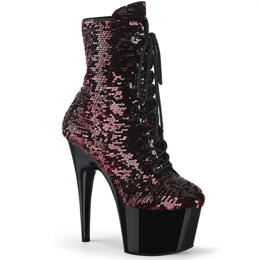 Pleaser ADORE-1020SQ Blk-Red Flip Sequins/Blk