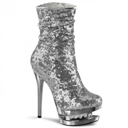 Pleaser BLONDIE-R-1009 Slv Sequins/Slv Chrome