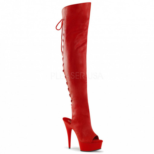 Pleaser DELIGHT-3019 Red Faux Leather/Red Matte