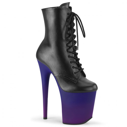 Pleaser FLAMINGO-1020BP Blk Faux Leather/Blue-Purple Ombre