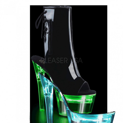 Pleaser FLASHDANCE-1018-7 Blk Pat/Clr