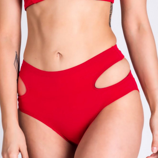 BIKINI BOTTOM OPENCUT RED-CORAL cert