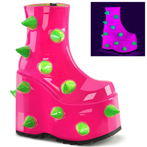 Demonia SLAY-77 UV Neon Pink-Neon Green