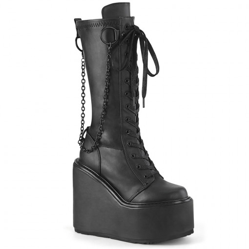Demonia SWING-150 Blk Stretch Vegan Leather