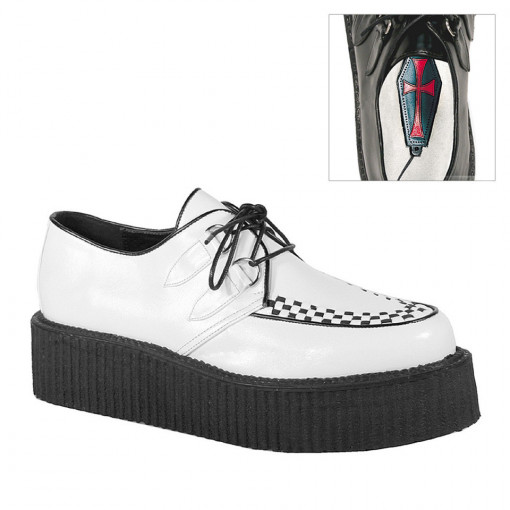 Demonia V-CREEPER-502 Wht Vegan Leather