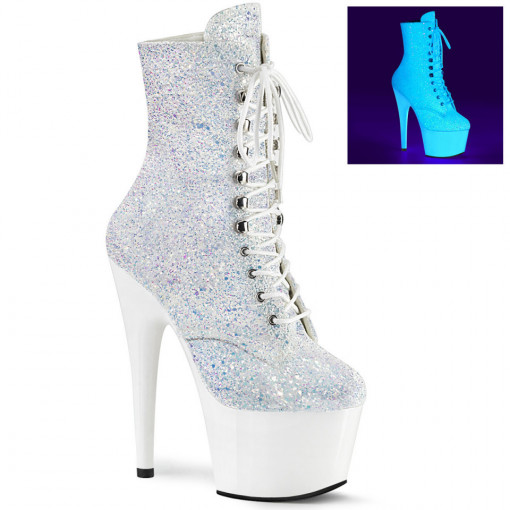 Pleaser ADORE-1020LG Neon White Multi Glitter/Neon White