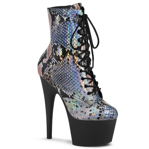 Pleaser ADORE-1020SP Slv Holo Snake Print/Blk Matte