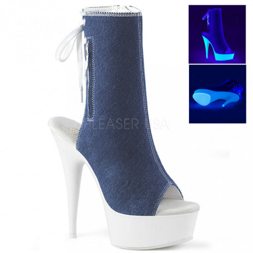 Pleaser DELIGHT-1018SK Denim Blue Canvas/Neon Whit
