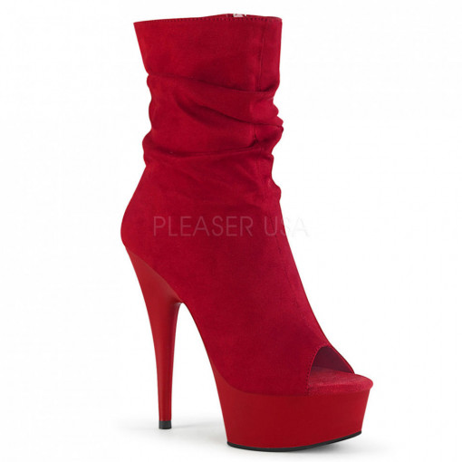Pleaser DELIGHT-1031 Red Faux Suede/Red Matte