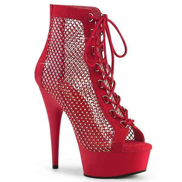 Pleaser DELIGHT-600-33RM Red Faux Suede-RS Mesh/Red Matte