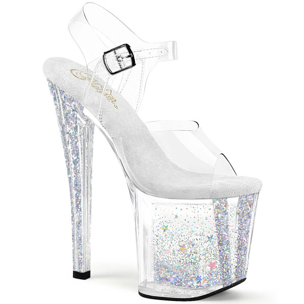 Pleaser ENCHANT-708AQUA-04 Clr/Clr-Slv Multi Glitter