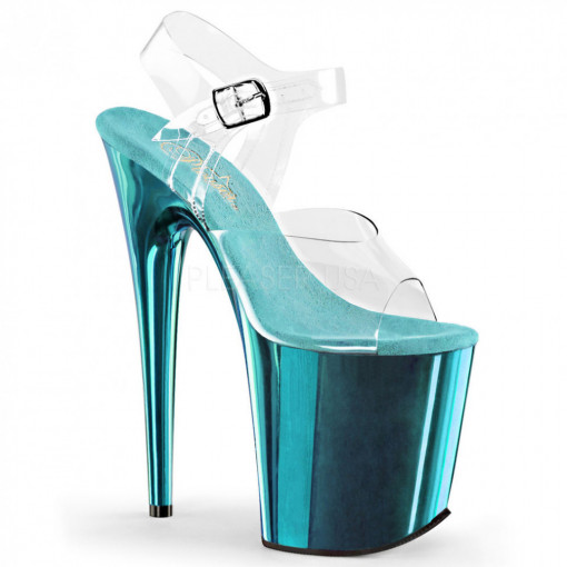 Pleaser FLAMINGO-808 Clr/Turquoise Chrome
