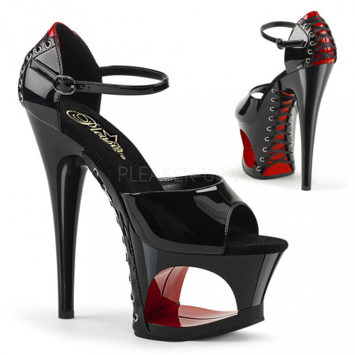 Pleaser MOON-760FH Blk-Red Pat/Blk