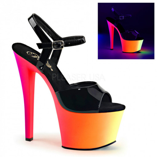 Pleaser RAINBOW-309UV Blk Pat/Neon Multi