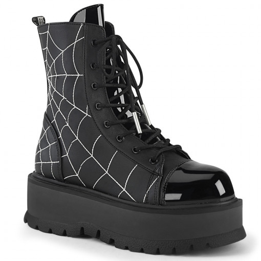 Demonia SLACKER-88 Black Vegan Leather- Pat