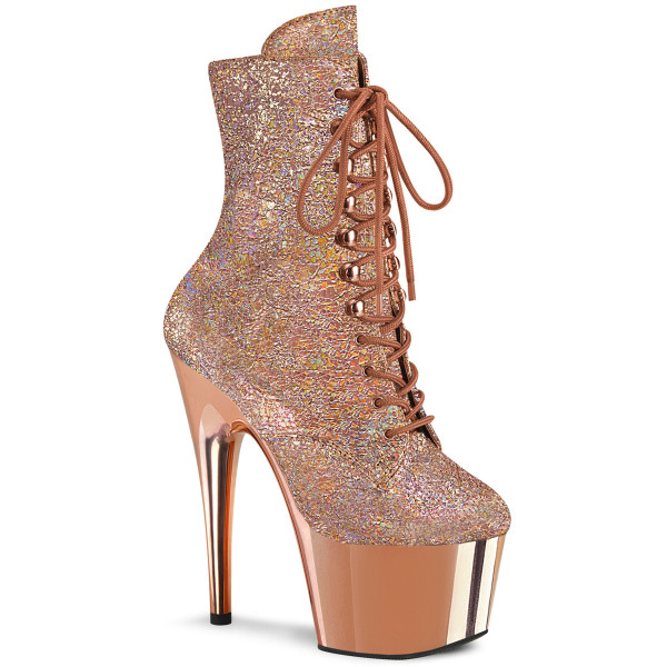 Pleaser ADORE-1020HM Rose Gold Holo Metallic Pu/Rose Gold Chrome